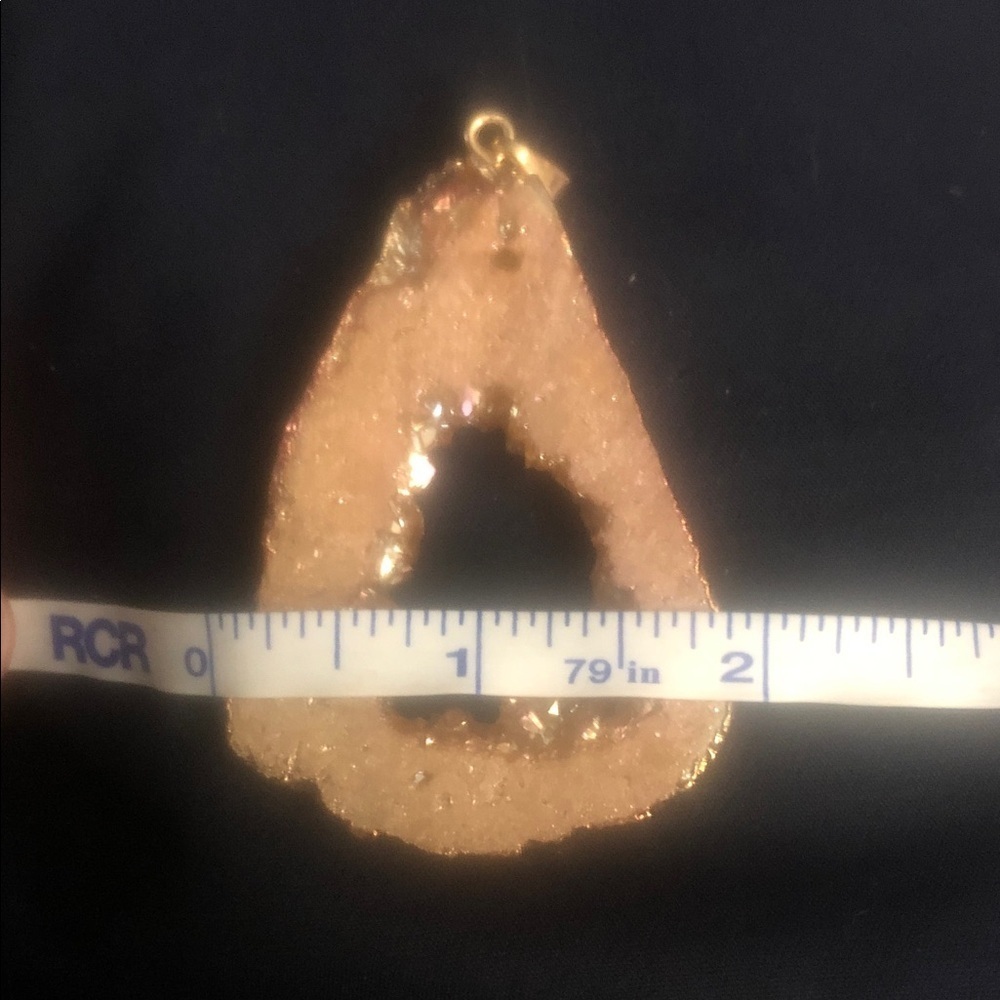 RoseGold Druzy Quartz Geode Slice Pendant/Earrings - Picture 3 of 3